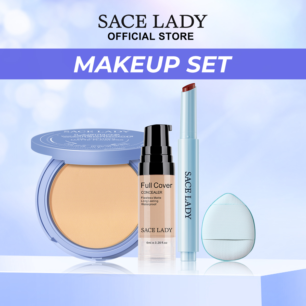 Discount on SACE LADY  shoes - SKU: SACE LADY Face Makeup Set Waterproof Lasting Face Powder Full Coverage Concealer Moisturizing Glasti