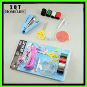 Portable manual sewing machine set with scissors thread