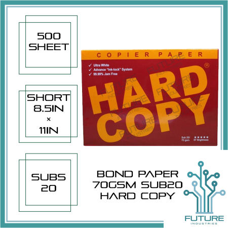 Bond Paper Hard Copy Paper Ream 500 Sheets Per Ream Sub20 70gsm Copier Paper Short Bond Paper