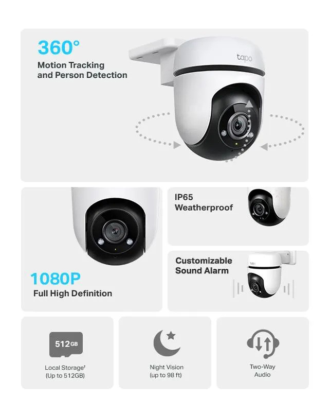 TP-Link Tapo C225 V2 4MP Pan & Tilt Wi-Fi Security Camera with Night Vision