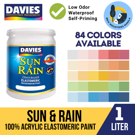 Davies Sun and Rain 1L Elastomeric Paint - Waterproof Primer-less