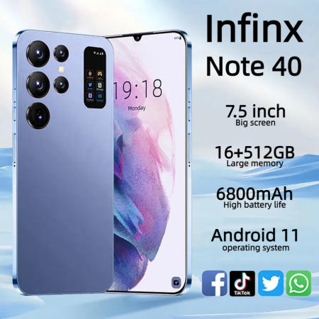 Smartphone infinx Note 40 7.5 Inch 16+512GB 6800mAh Android Phone Support 2 Sim Card 1 Year Warranty