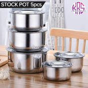 5PCS Stainless Steel Stock Pot Set Cookware