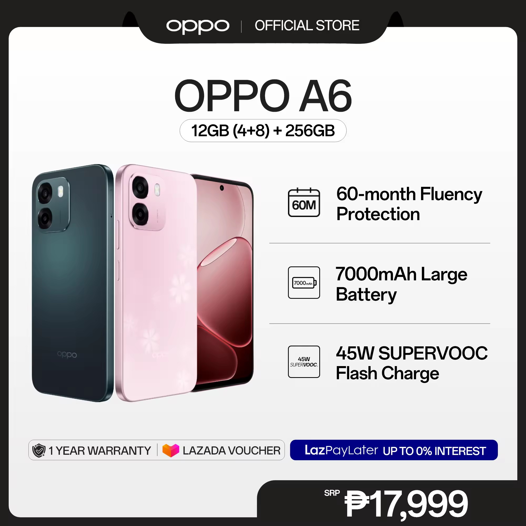 [NOW AVAILABLE] OPPO A6 24GB (8+16) + 256GB / 60-Month Fluency Protection / 7000mAh Large Battery / 45W SuperVOOC Flash Charge / IP69 Water and Dust Resistance / 50MP Ultra-Clear Camera / SuperCool VC System