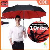 10-Rib Wind-Resistant Folding Umbrella with UV Protection (Brand: )