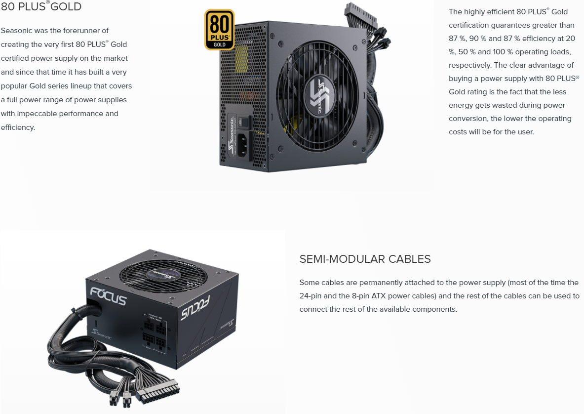 Seasonic FOCUS GM-850 850W 80+ Gold Semi-Modular ATX Power Supply