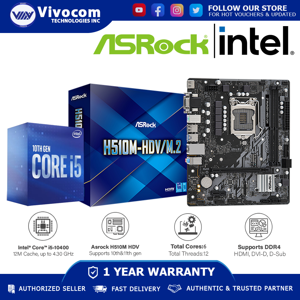 Intel Core I5 10400 Lga 1200 Msi Motherboard I5 10400 10TH GEN
