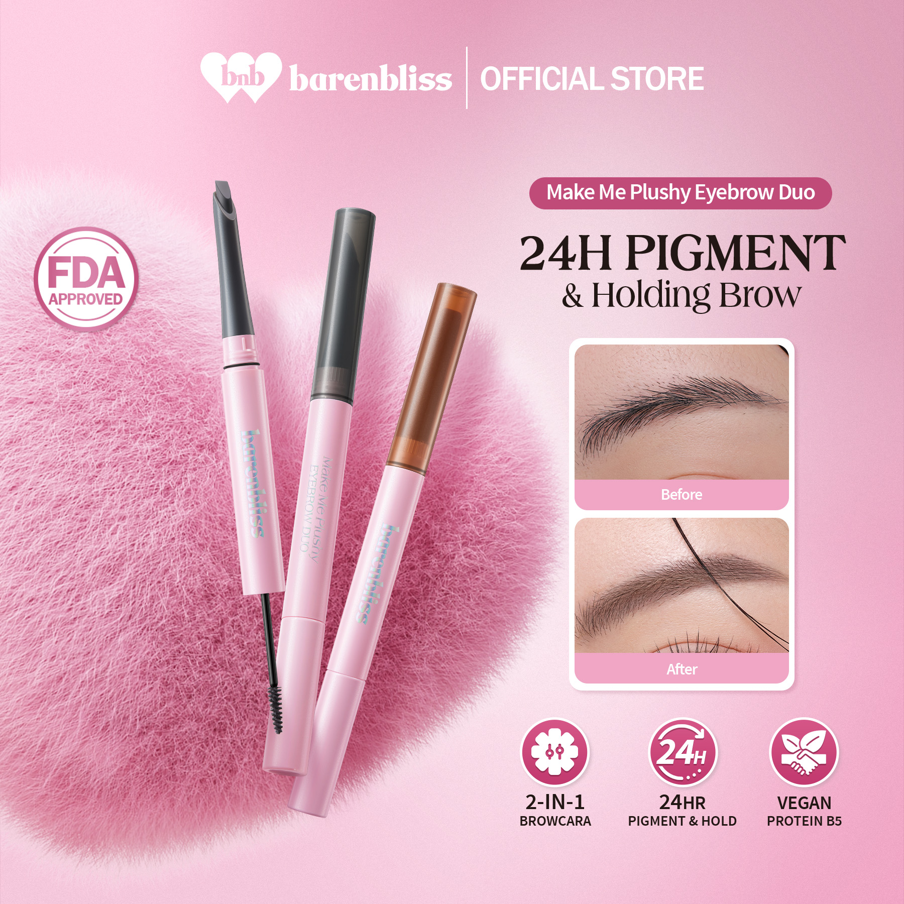 Discount on barenbliss  shoes - SKU: barenbliss BNB Make Me Plushy Eyebrow I Duo 2-in-1 Eyebrow Browcara l Water-Smudge-Sweat-proof I 24H