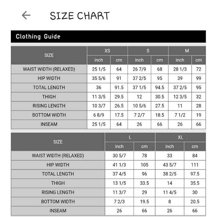 Uniqlo size chart women men  Sizees