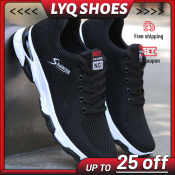 Black Mesh Rubber Sneakers for Men