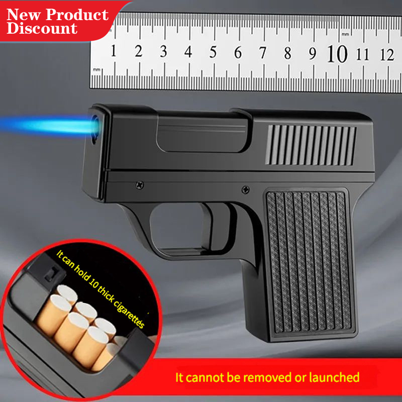 Creative Fun Split Cigarette Gun Lighter With 8pcs Thick Cigarette Case  Inflatable Windproof And Detachable