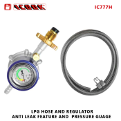 IC-777 LPG Gas Regulator with Anti-Leak Feature and Pressure Gauge