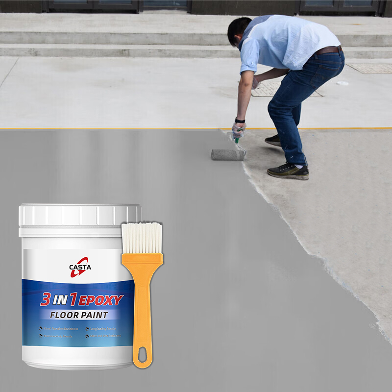 👉1KG👉3 In 1 Water-Based Epoxy Floor Paint, Wear-Resistant Waterproof, Self-Leveling Cement Floor Paint, Floor Paint, Indoor And Outdoor Home Use - Image 2