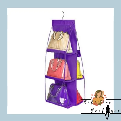 OB Handbag Bag Storage Holder 6 Pockets Hanging Shelf Hanger Purse Rack Organizer (5)