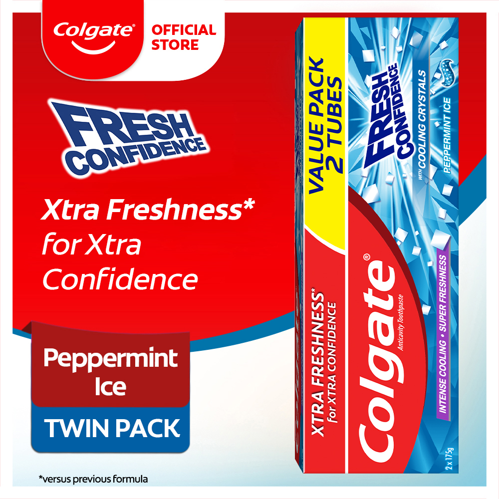 Lazada Philippines - Colgate Fresh Confidence Peppermint Ice Toothpaste for Fresh Breath 173g Twin Pack