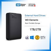 WD Elements Portable 1TB/2TB USB 3.0 External HDD