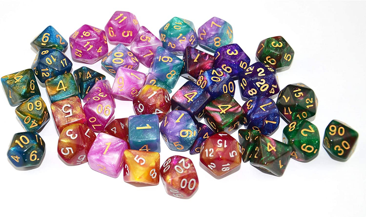 SmartDealsPro Glitter Polyhedral Dice Sets with Pouches for DND