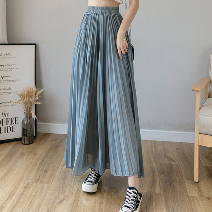 High Waist Plicated Detail Pants With Side Pockets and Belt Holes