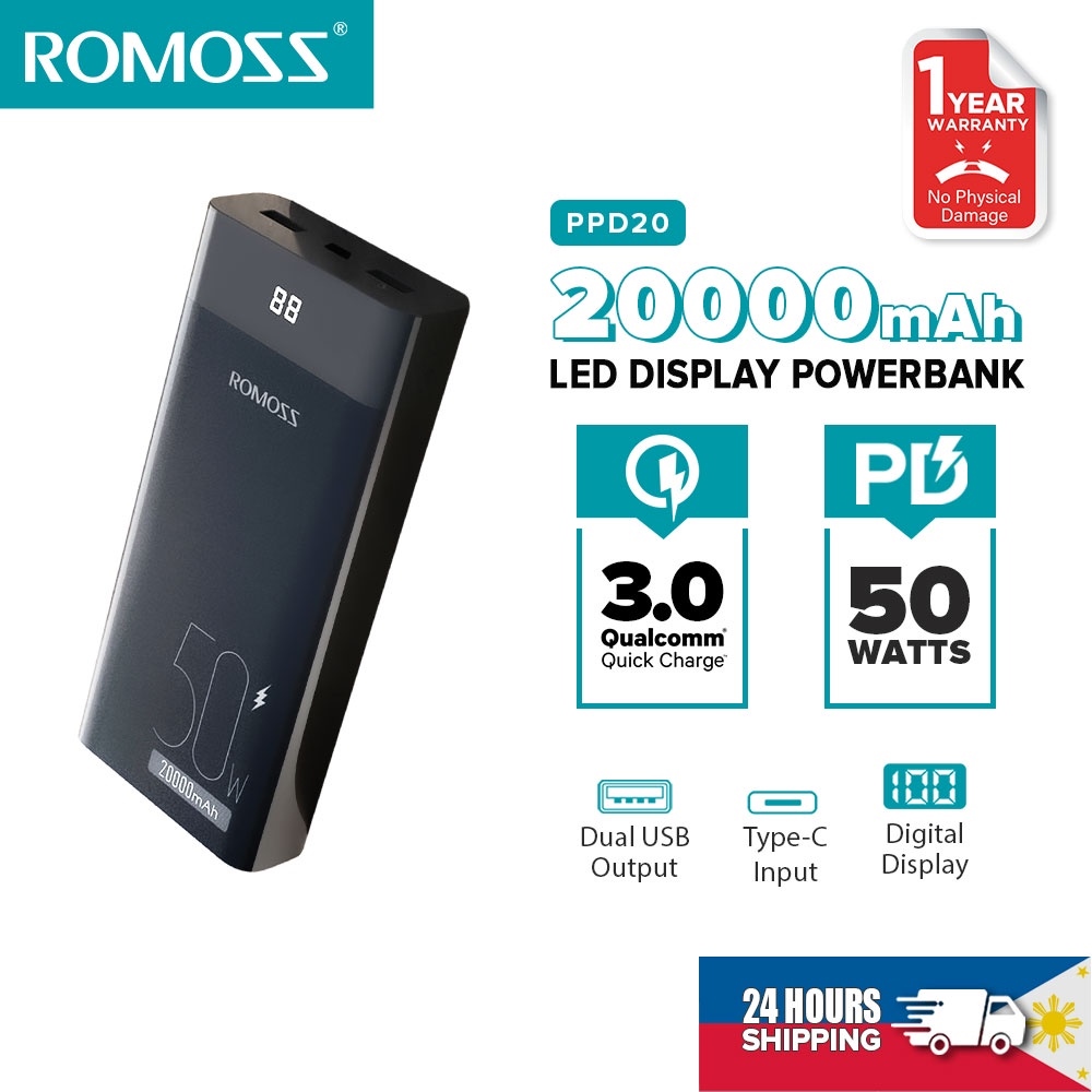 romoss power bank 20000mah 50w