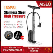 AISEO High Pressure Bike Pump with Gauge, Smart Valve Head