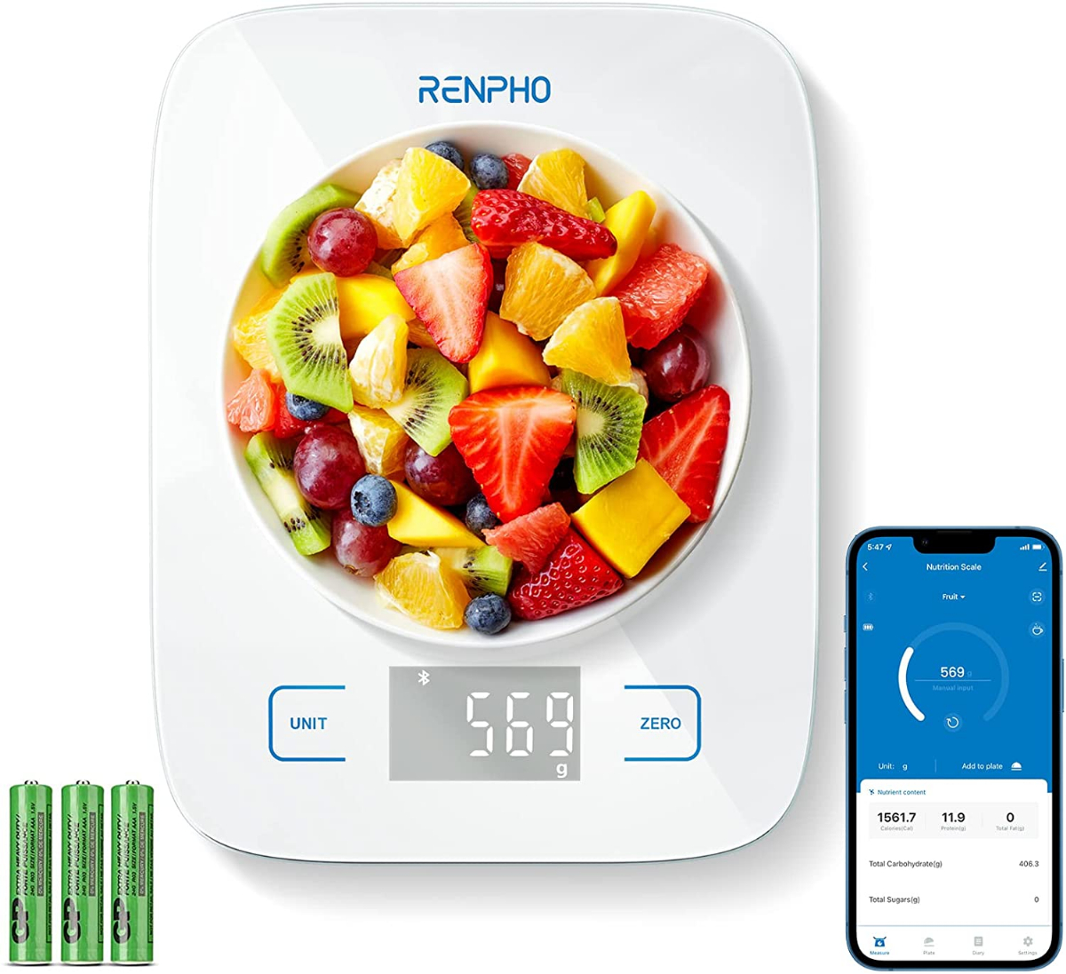 RENPHO Digital Food Scale, Kitchen Scale for Baking, Cooking and Coffee  with Nut