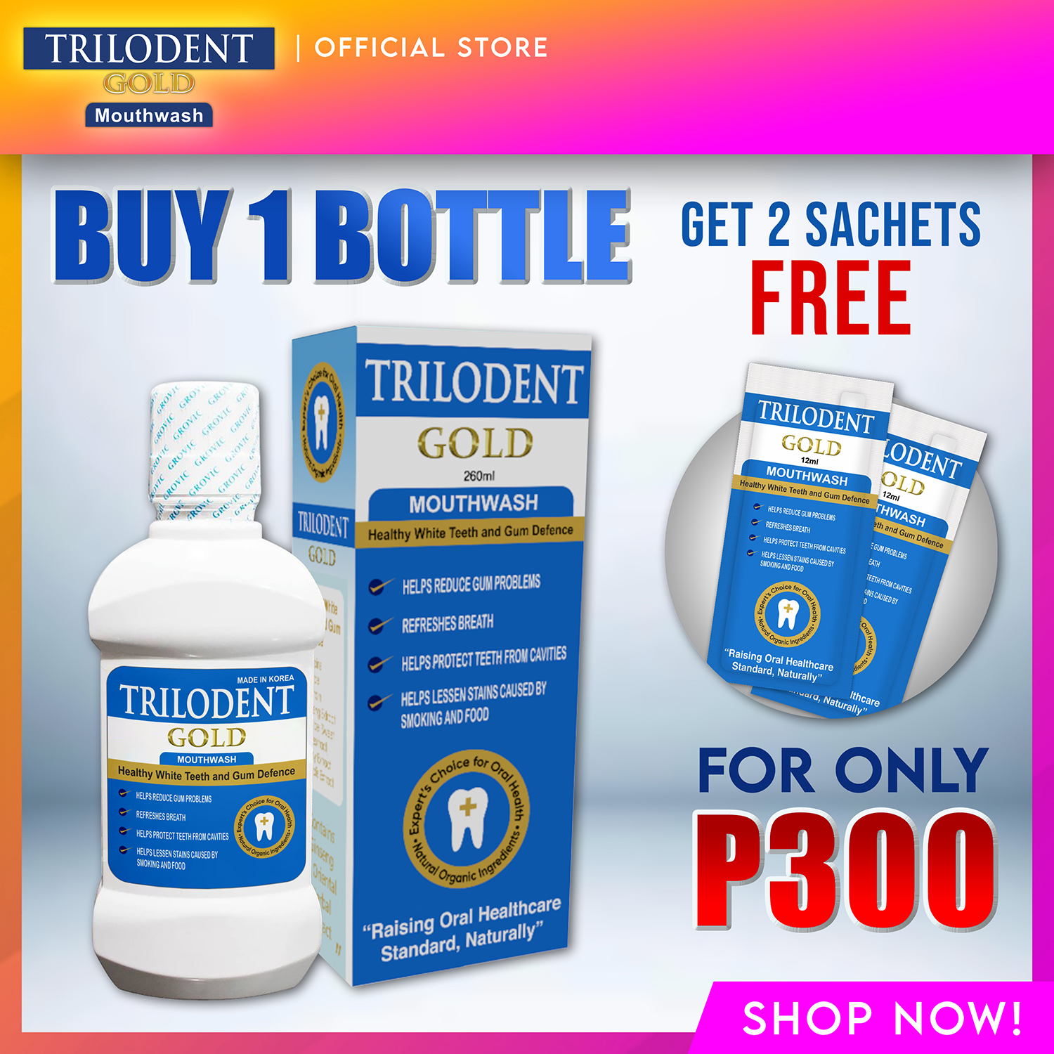 Mommy's MAG Life TRILODENT Gold Mouthwash For Fresh Breath