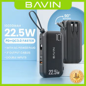 BAVIN 10000mAh Powerbank with Fast Charging and Built-in Cable