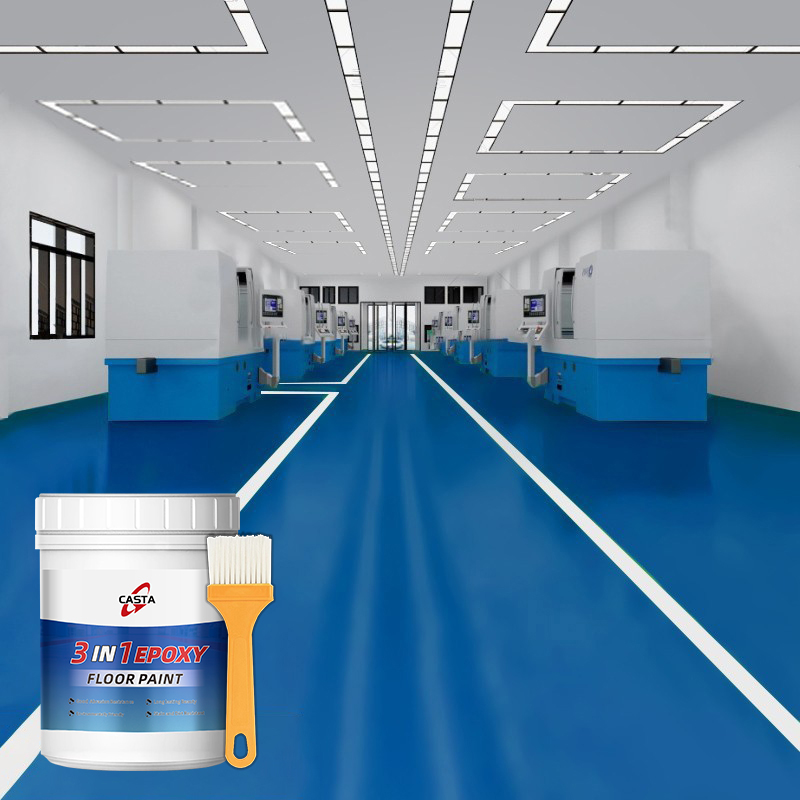 👉1KG👉3 In 1 Water-Based Epoxy Floor Paint, Wear-Resistant Waterproof Floor Paint, Warehouse Workshop Garage Cement Floor Paint, Home Use Resin Paint - Image 2