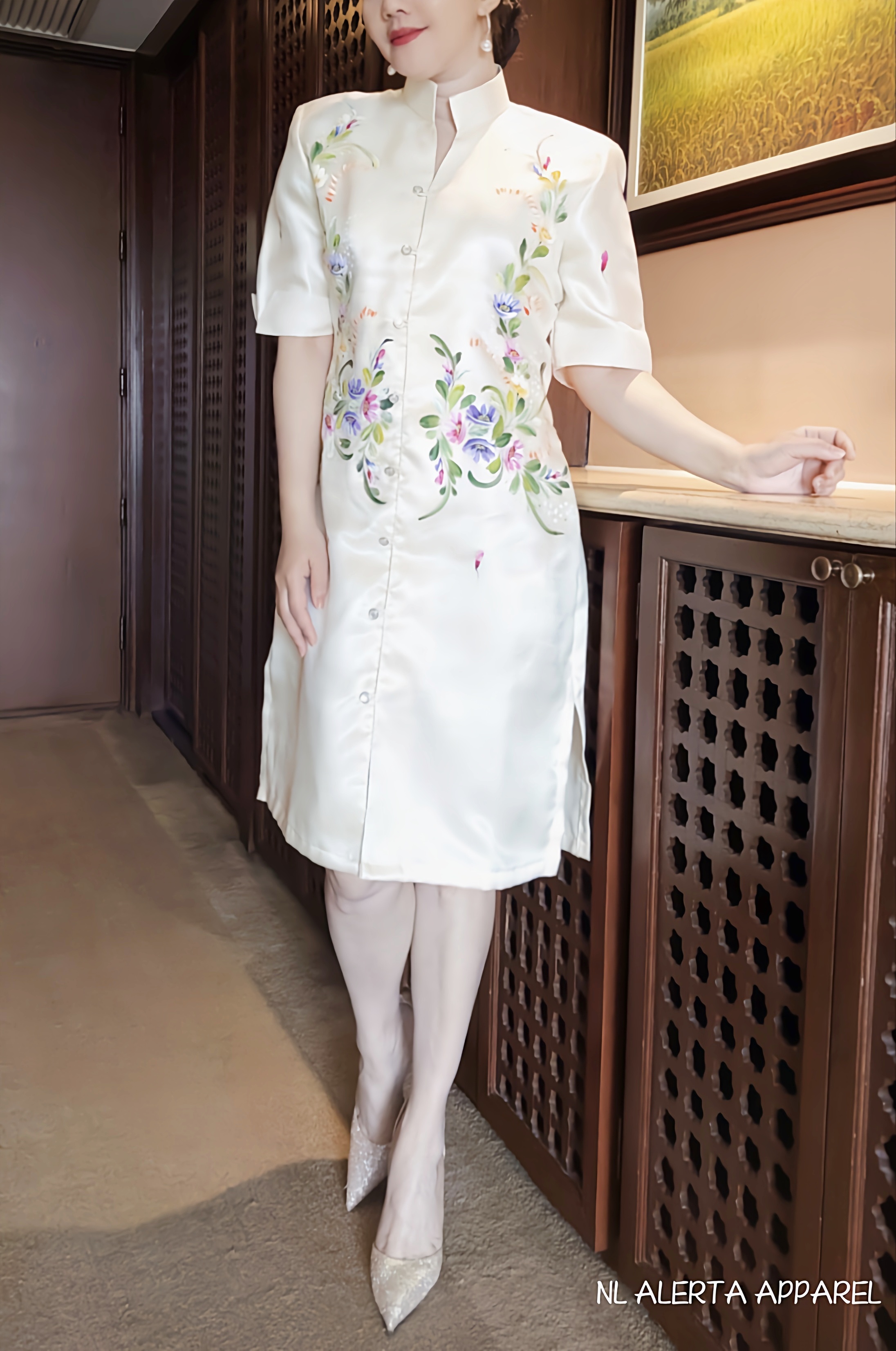 knee length dresses for ladies Ever-Pretty High-Low Midi Satin Summer Formal Wedding Guest Dress with Pockets