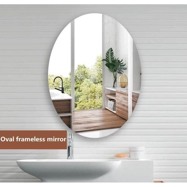 Oval Acrylic Mirror Wall Sticker Makeup Mirror Washroom - Temu