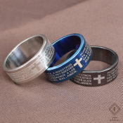 D&M Stainless Steel Cross Ring - Bible Verse Band Jewelry