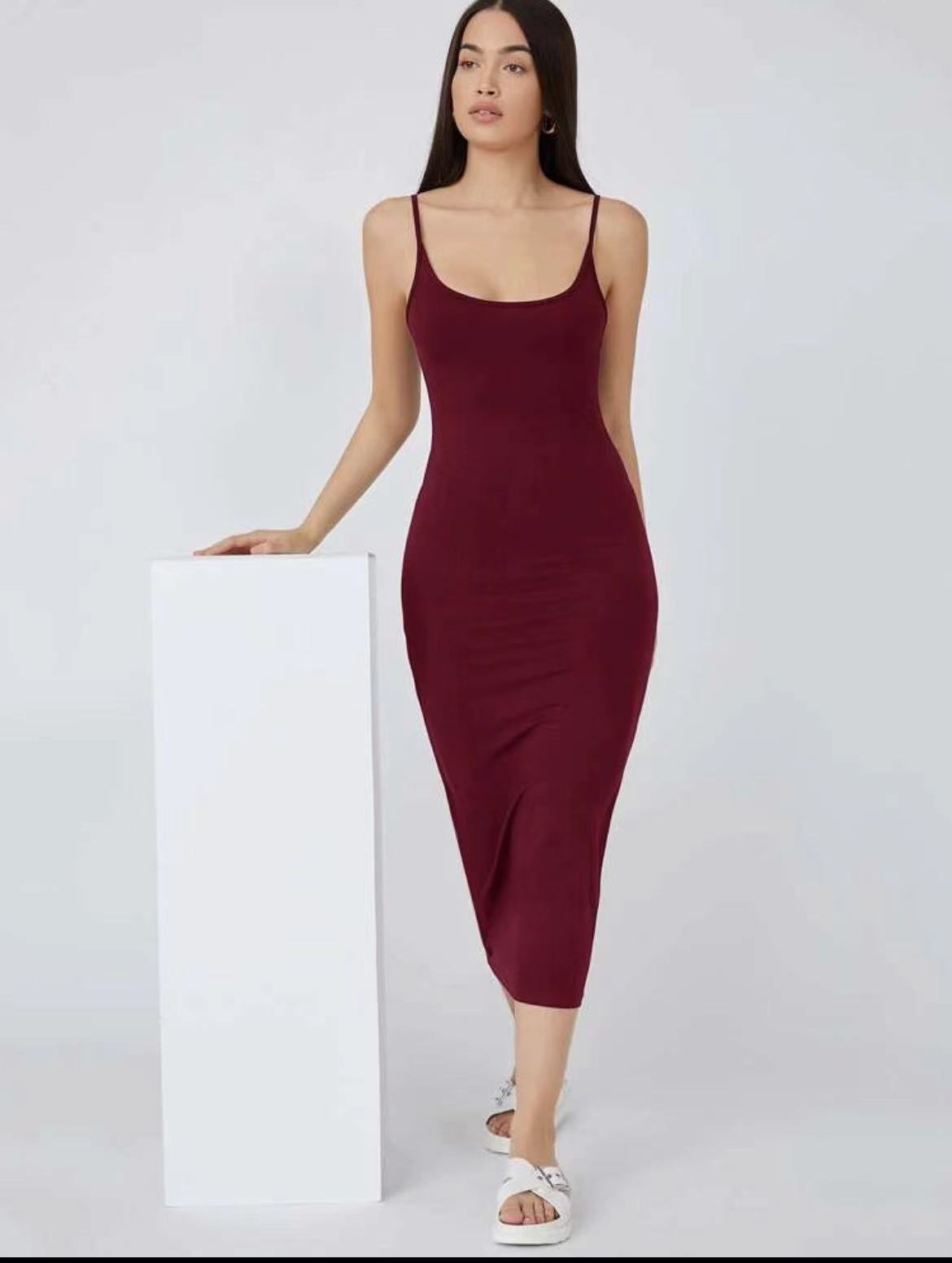 HoneyFashion---Basics Solid Cami Bodycon Dress