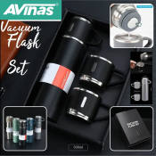 AVINAS 500ML Stainless Steel Vacuum Flask Set with Cups