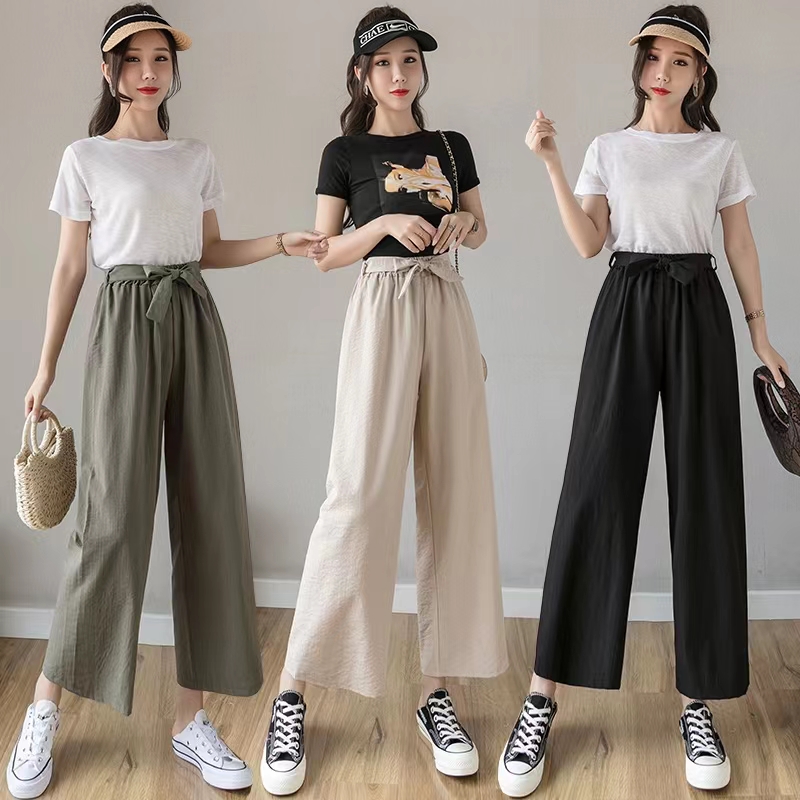 New Fashionable Trendy Straight Cut Wide Leg Square Pants With Tie ...