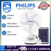 Portable Solar Electric Fan with LED Lights, Rechargeable Philips