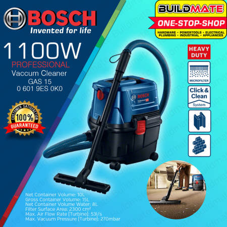 Bosch 1100W Heavy Duty 15L Industrial Vacuum Cleaner