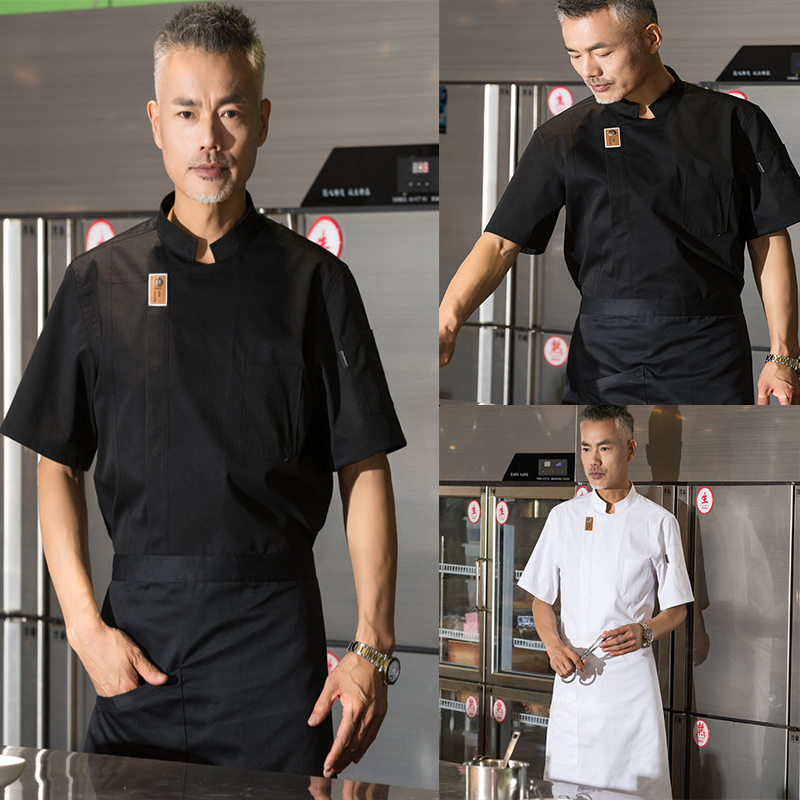 Short-Sleeved Chef Uniform Catering Service Chef Clothing Barber Waiter  Chef Working Jacket Solid Co…See more Short-Sleeved Chef Uniform Catering