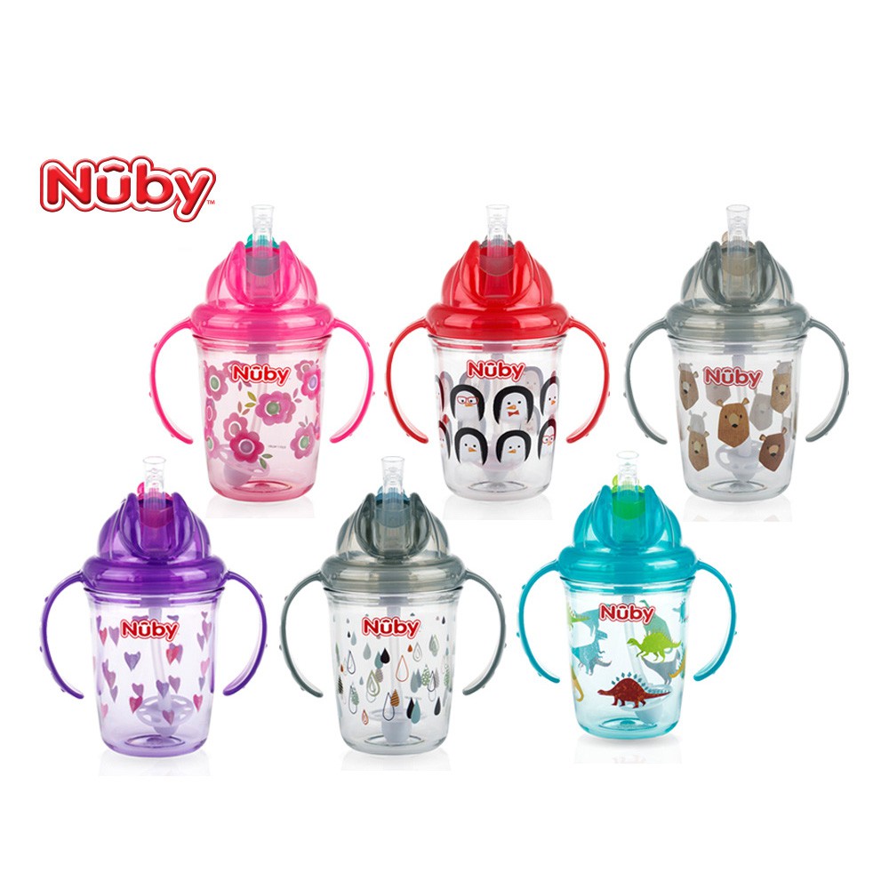 Nuby Tritan No Spill Flip N' Sip Twin Handle Printed Cup with 360