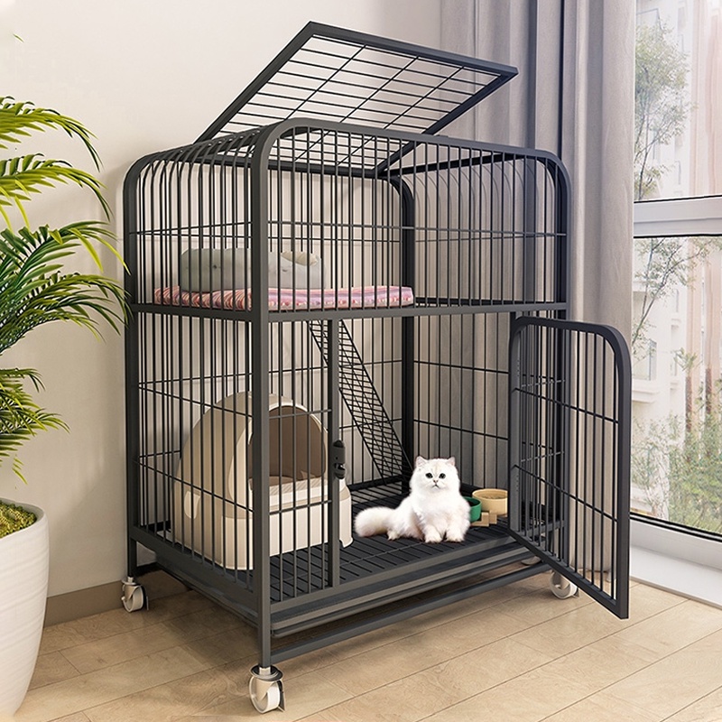 Easy Assemble Large Cat Cage with Door, Ladder, and Wheels