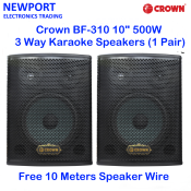 Crown BF-310 10" 3 Way Karaoke Speakers with Wire
