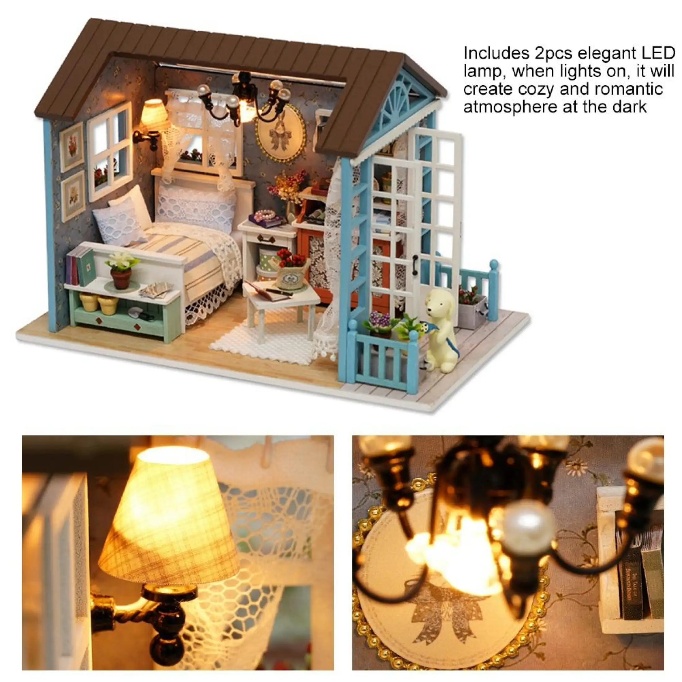 Kit Furnitur Miniatur Pondok Kayu Diy Mainan Rumah Tangga Dengan Lampu Led Hadiah Dekorasi Rumah Anak Anak Lazada Indonesia