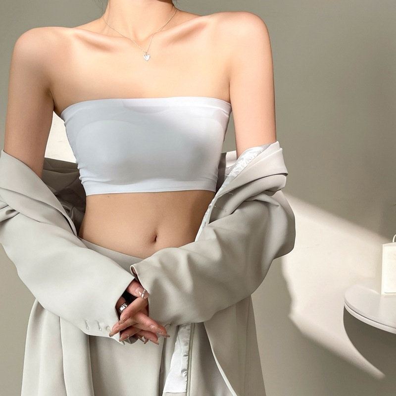 Motovita One Piece Sexy Tube Tops Women Strapless Push Up Bra Lingerie Ice Silk Thin Seamless Word Sling Black White Bralette Top ﻿ - Image 3