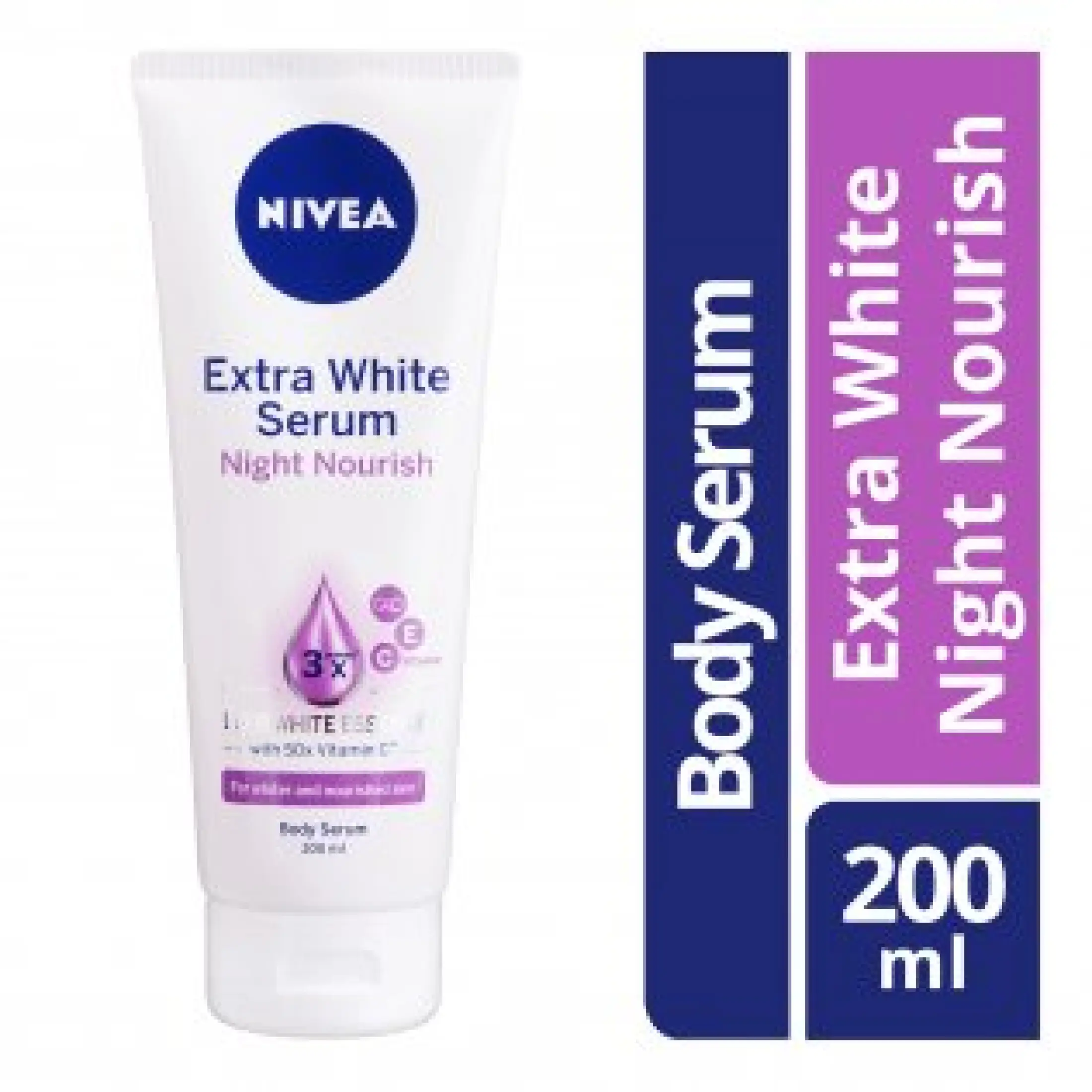 review nivea extra white body serum night nourish
