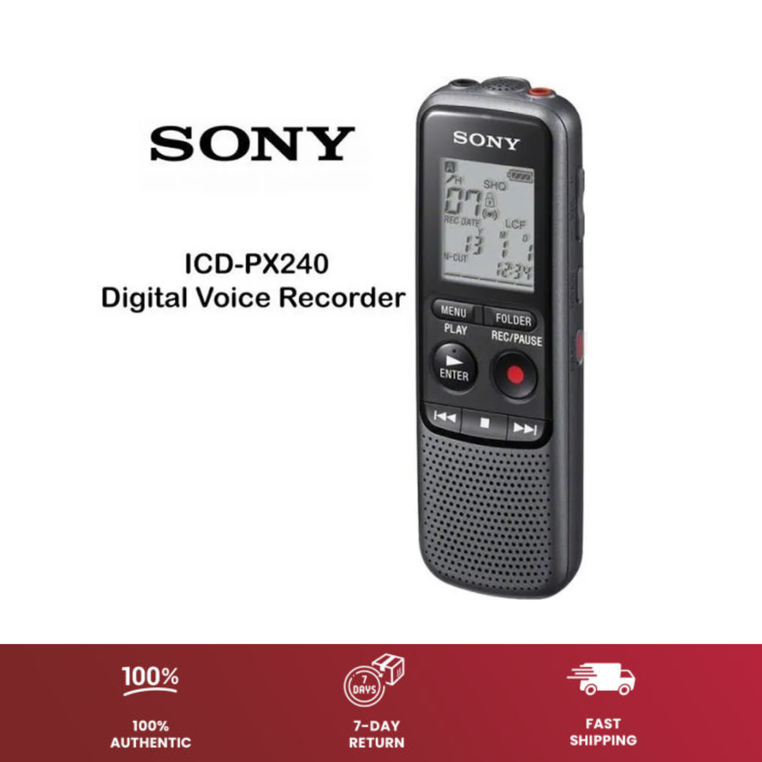 Sony ICD-PX240 4GB Digital Voice Recorder With Built-In Stereo Microphone