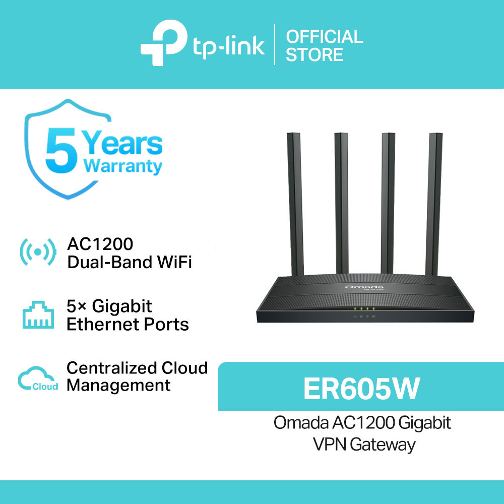 TP-Link Official Store / ER605W / Omada AC1200 VPN Dual Band Gigabit Ethernet Port Gateway WiFi Router