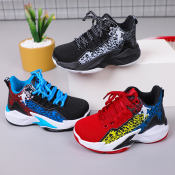 New velcro basketball shoes for kids boy high top rubber sneakers for kids size 28-40