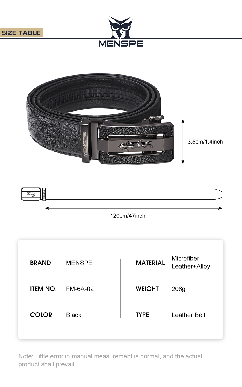 MENSPE Men's Belt Men Fashion Belt Men Genuine Leather Belts Crocodile  Pattern Belt Whole Crocodile Leather Automatic Buckle Belts Brand Luxury  High Quality Business Strap Male Waistband for Men