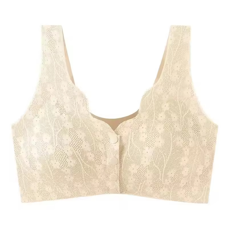 ront Button Bra For Middle-Aged Elderly Mother Plus Size Seamless Push Up Bra Ultra Thin Breathable Non-wire Underwear - Image 4