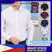 OTKAU Men's Plus Size Long Sleeve Business Formal Shirt