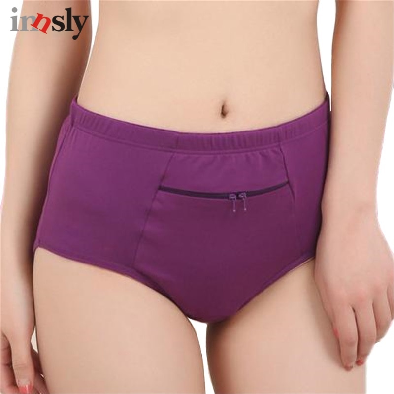 Levao Women's Panties Zipper Pocket Panty Cotton Dot Zipper Briefs